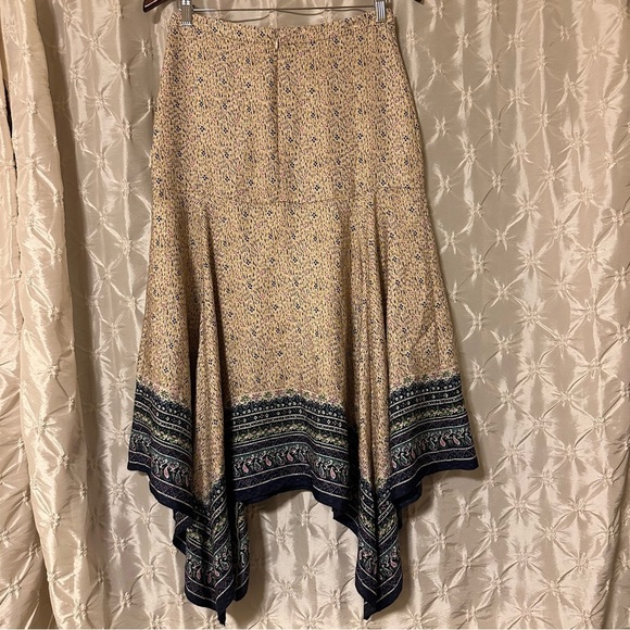 Veronica Beard Natalija Silk Handkerchief Hem Midi Skirt Cream Abstract Print - Picture 6 of 12